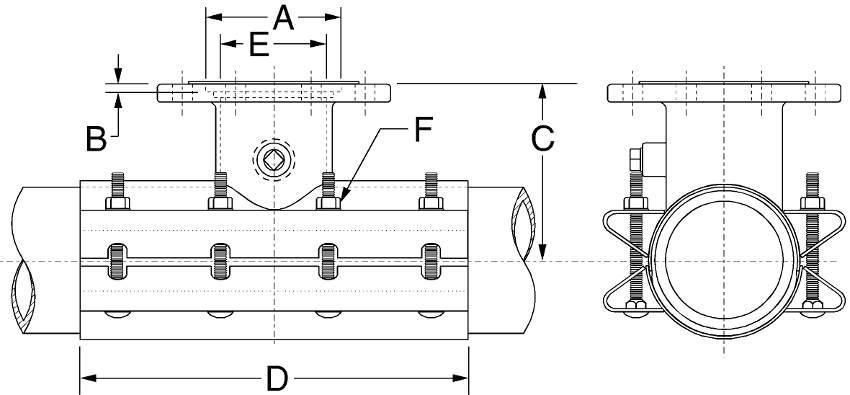 4-24 Stainless Steel Tapping Sleeve Drawing