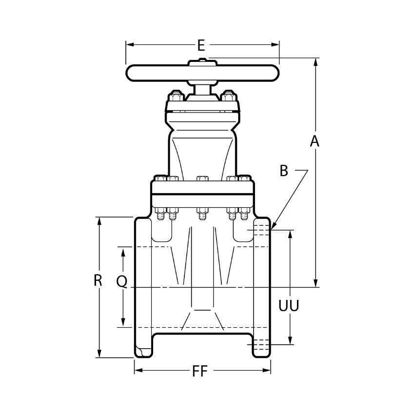 A-USP2 3in - 12in FLxFL Dimensions Drawing