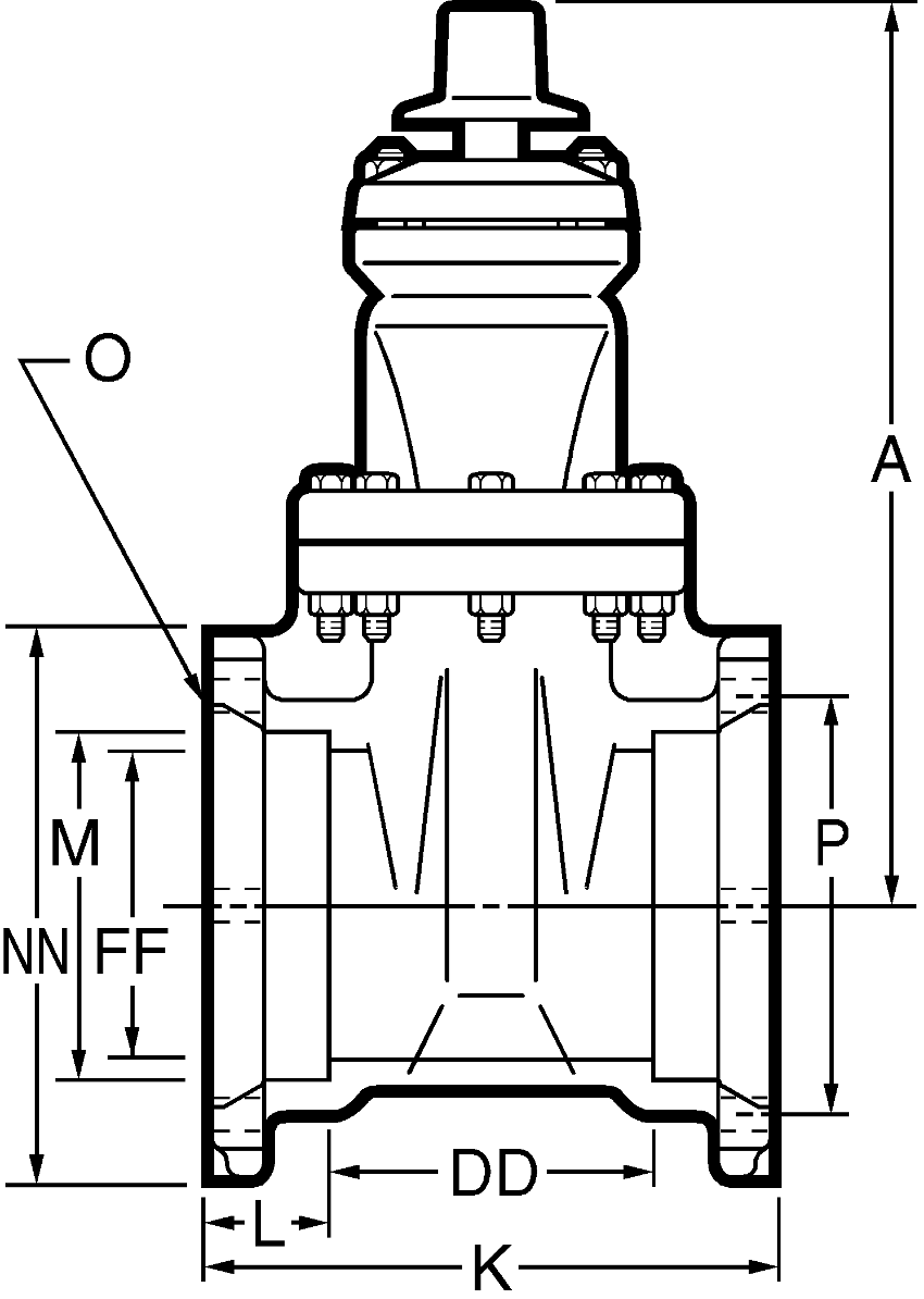 C-2360 Cut-In Valve MJ MJ Dimensions Drawing