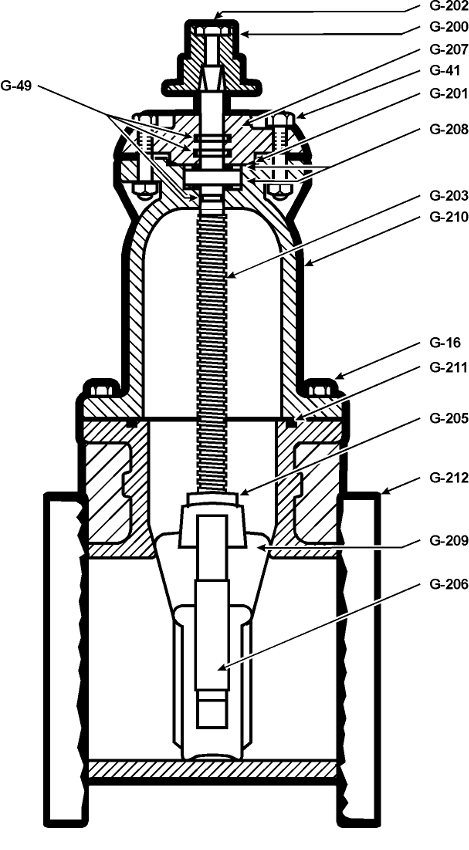 T-2361 Gate Valve MJ FL Parts Drawing