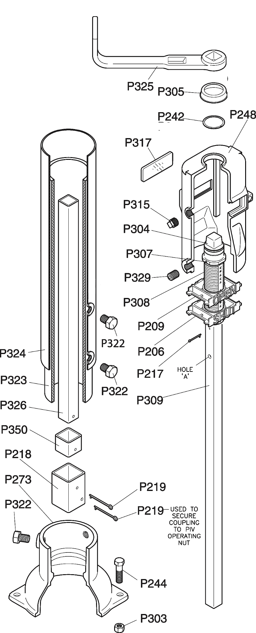 U-20806 U-20807 Shallow Bury Parts Drawing